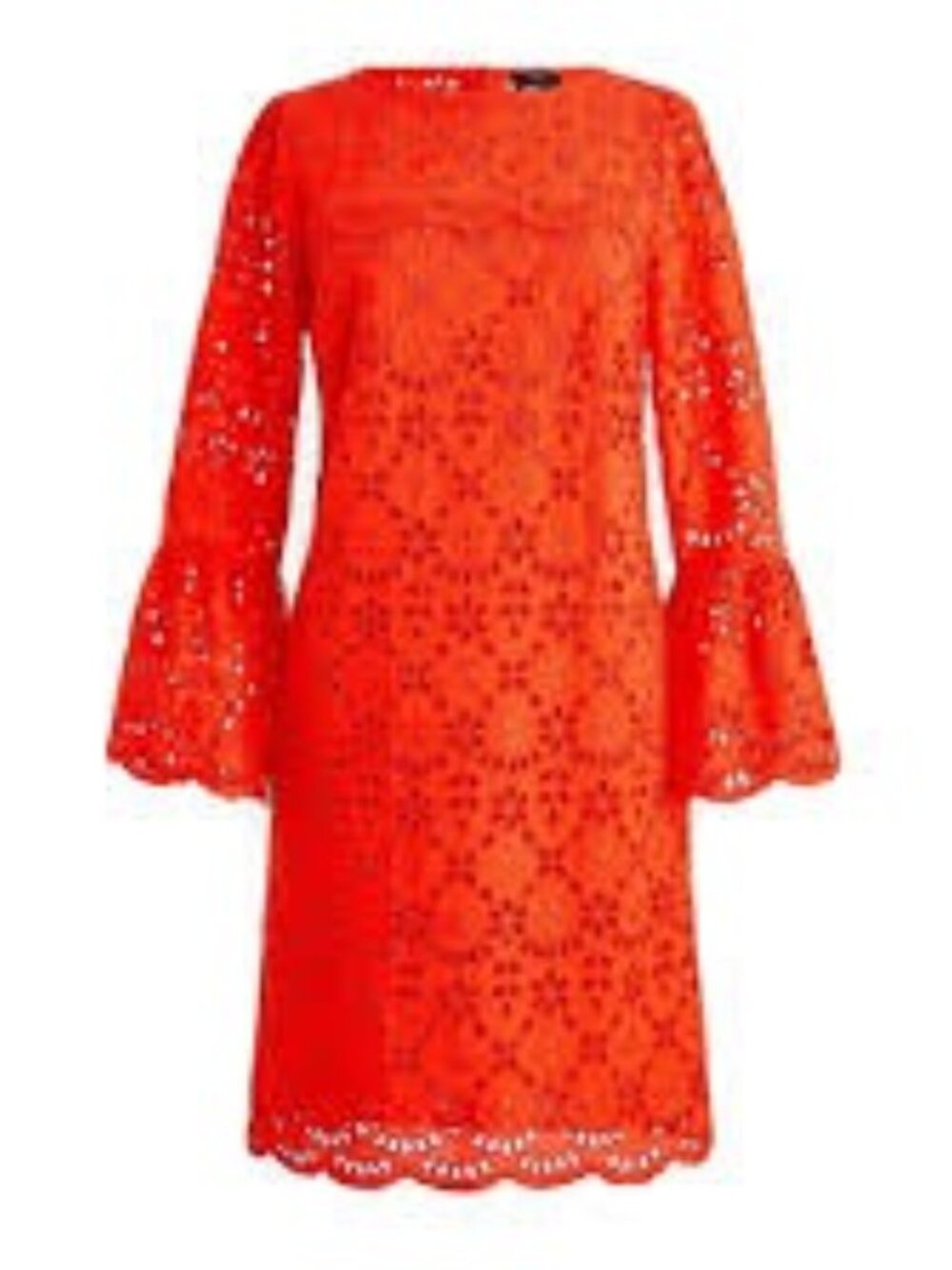 J.Crew Bell Sleeve Eyelet Shift Dress Red Orange Brilliant Sunset 6P
